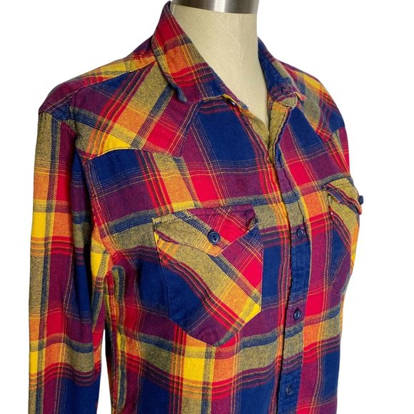 Levi's Tops - Levis | Womens Size S Red Yellow Blue Plaid Flannel Button Front Top